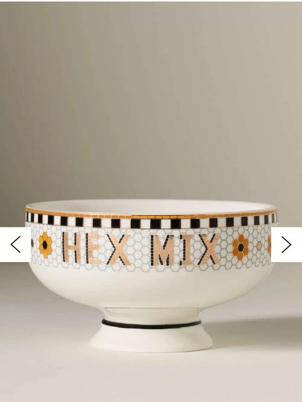 Anthropologie Ceramic Halloween Bowl Stack - White, Black & Gold(each)